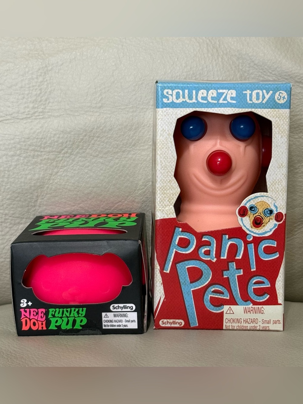 New NEEDOH Funky Pup Puppy DOG Stress Ball SQUISHY & Schylling Panic Pete